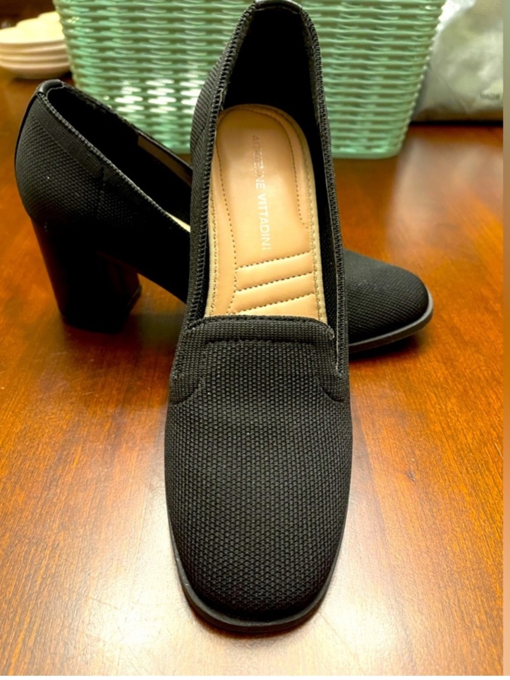 🖤Adrienne Vittadini 3" Brittiny Pump Black Knit Block Heel, Size 8🖤